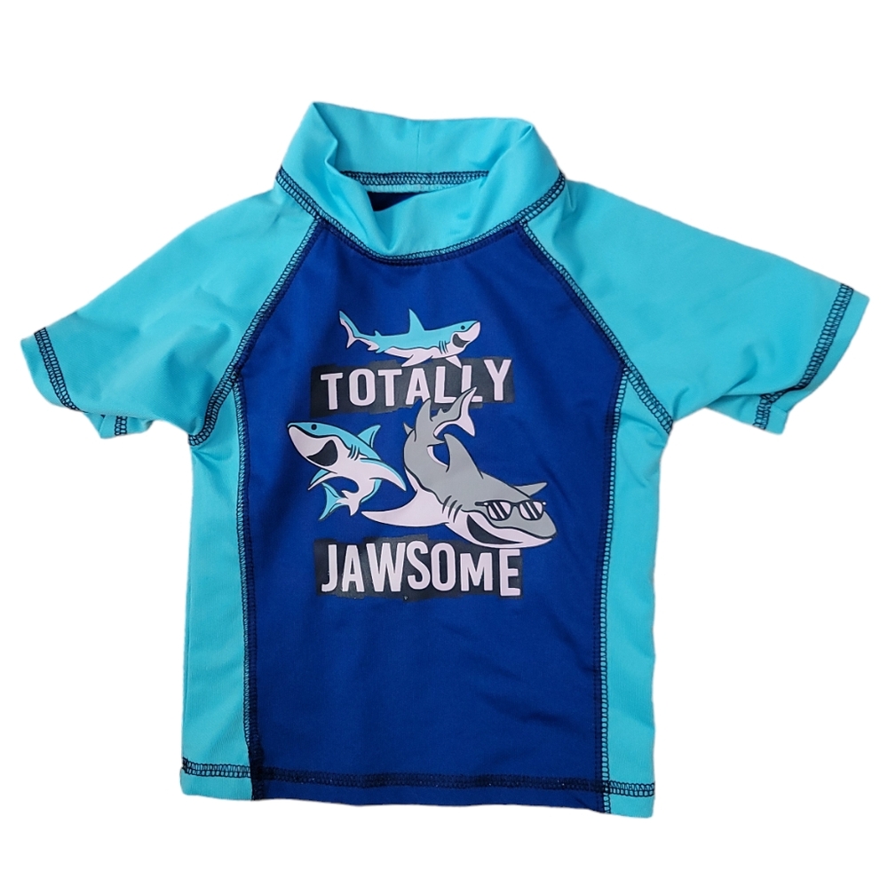 Mick Mack Infant Boy's Blue Shark Rashguard Swim Top Size 24M